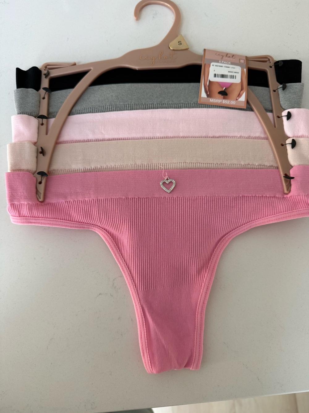 NWT Icy Hot 5 Pair Women’s Ribbed Thongs - Multicolor Size S